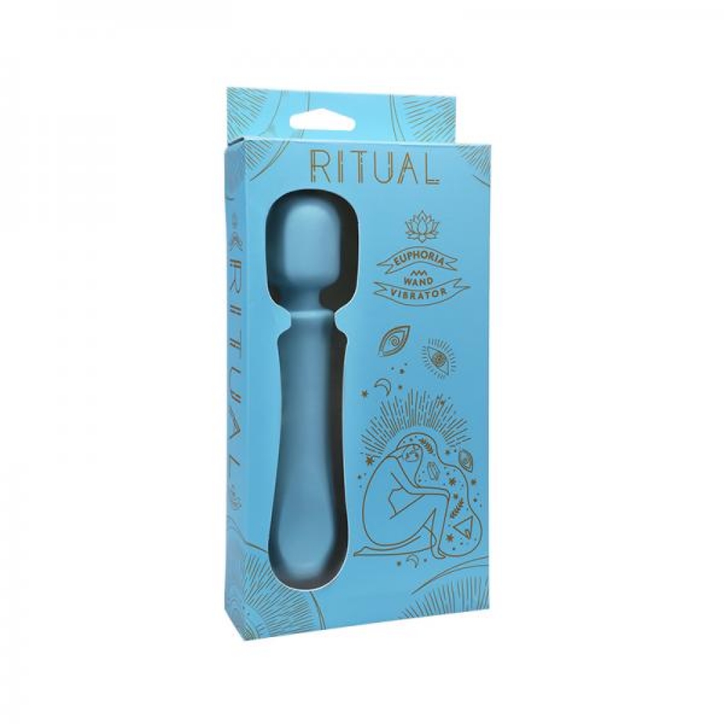 Ritual Euphoria Rechargeable Silicone Wand Vibe Blue - Body Massagers