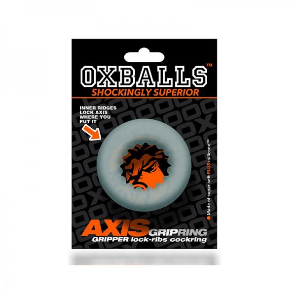 Oxballs Axis Rib Griphold Cockring Clear Ice - Couples Vibrating Penis Rings