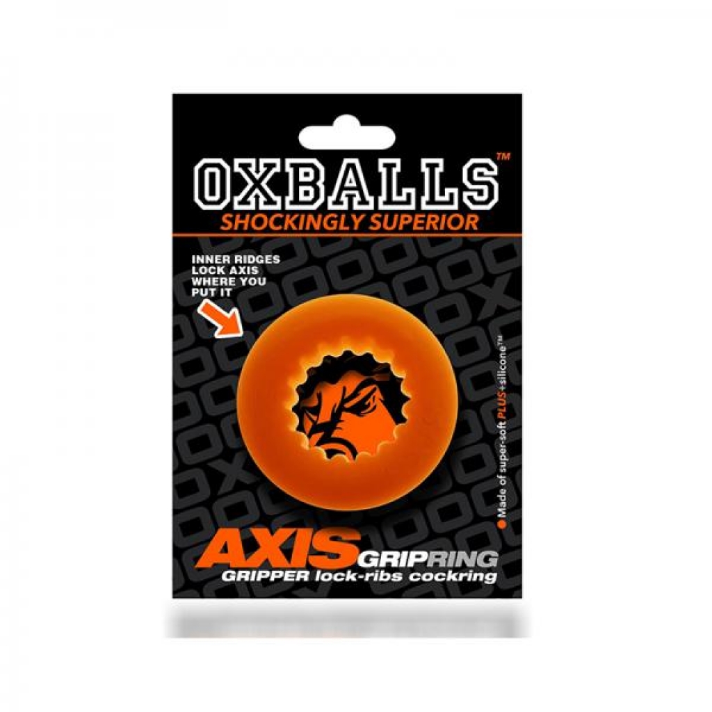 Oxballs Axis Rib Griphold Cockring Orange Ice - Classic Penis Rings