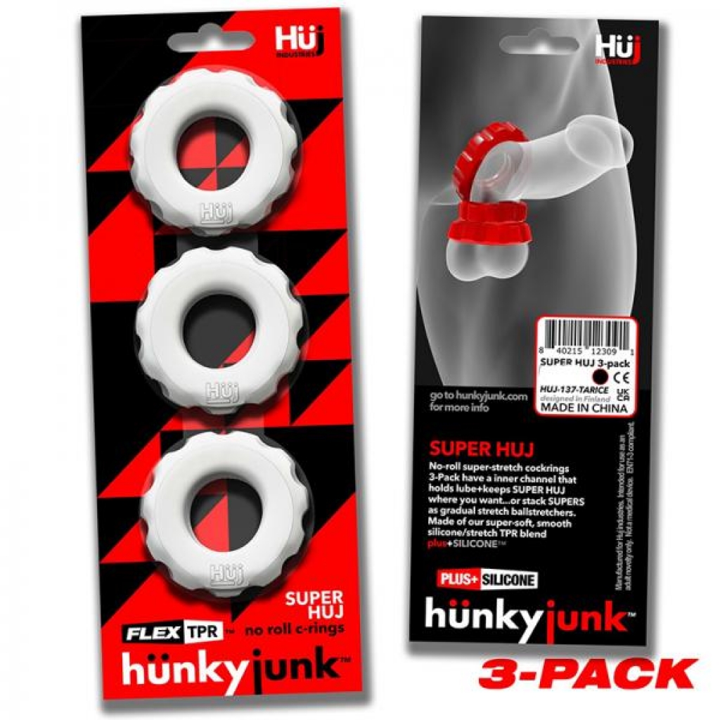 Hunkyjunk Superhuj 3-pack Cockrings White Ice - Cock Ring Trios