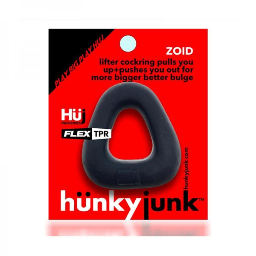 Hunkyjunk Zoid Trapezoid Lifter Cockring Tar Ice - Couples Vibrating Penis Rings