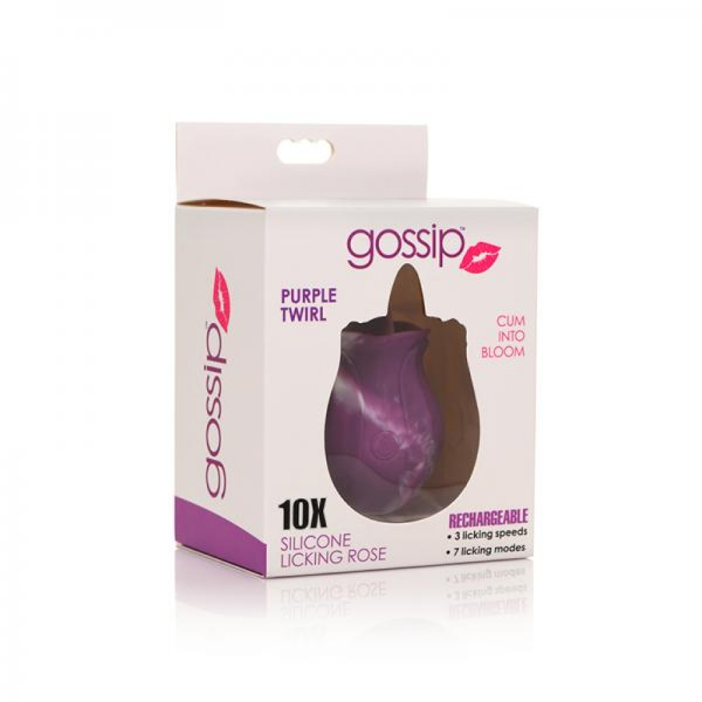 Gossip Tongue Tickler 10 Function Rechargeable Silicone Licking Rose Purple - Tongues