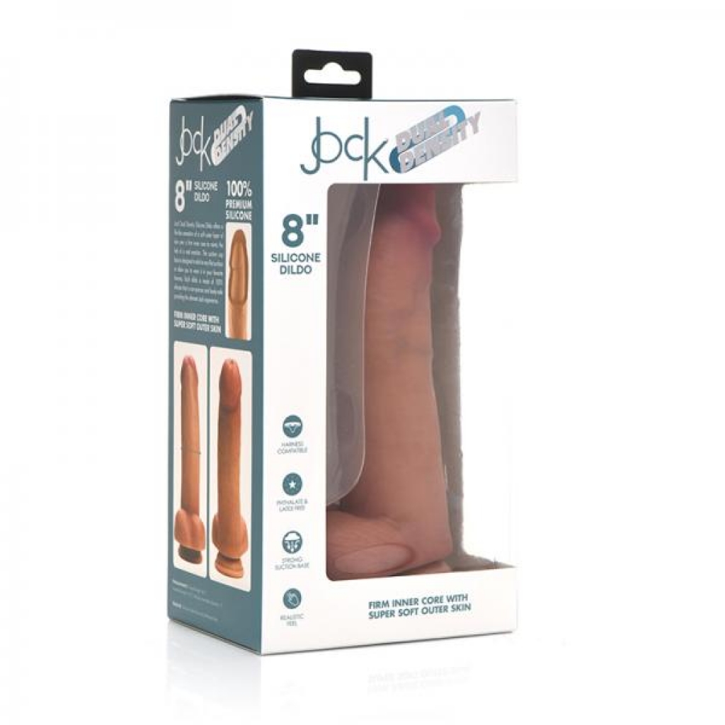 Jock Dual Density Silicone Dildo With Balls 8in Light - Realistic Dildos & Dongs