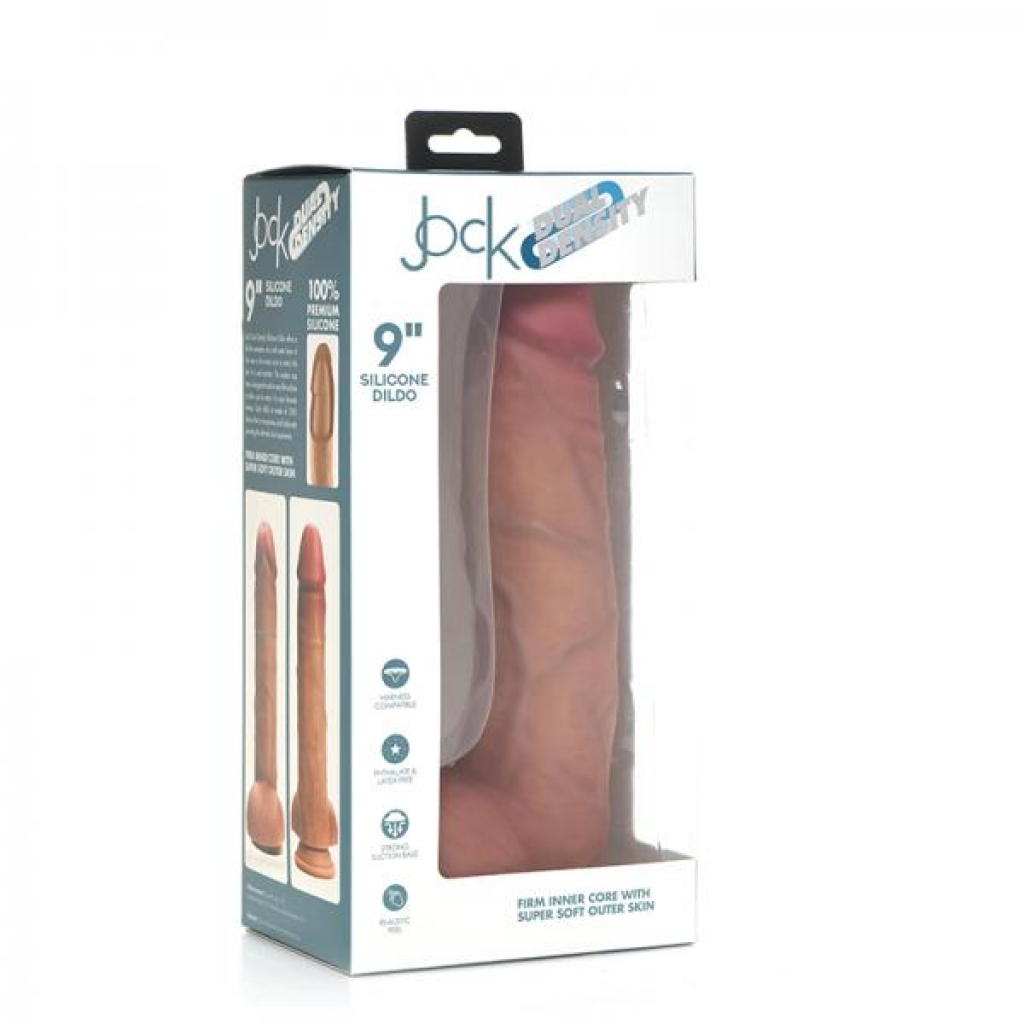 Jock Dual Density Silicone Dildo With Balls 9in Light - Realistic Dildos & Dongs