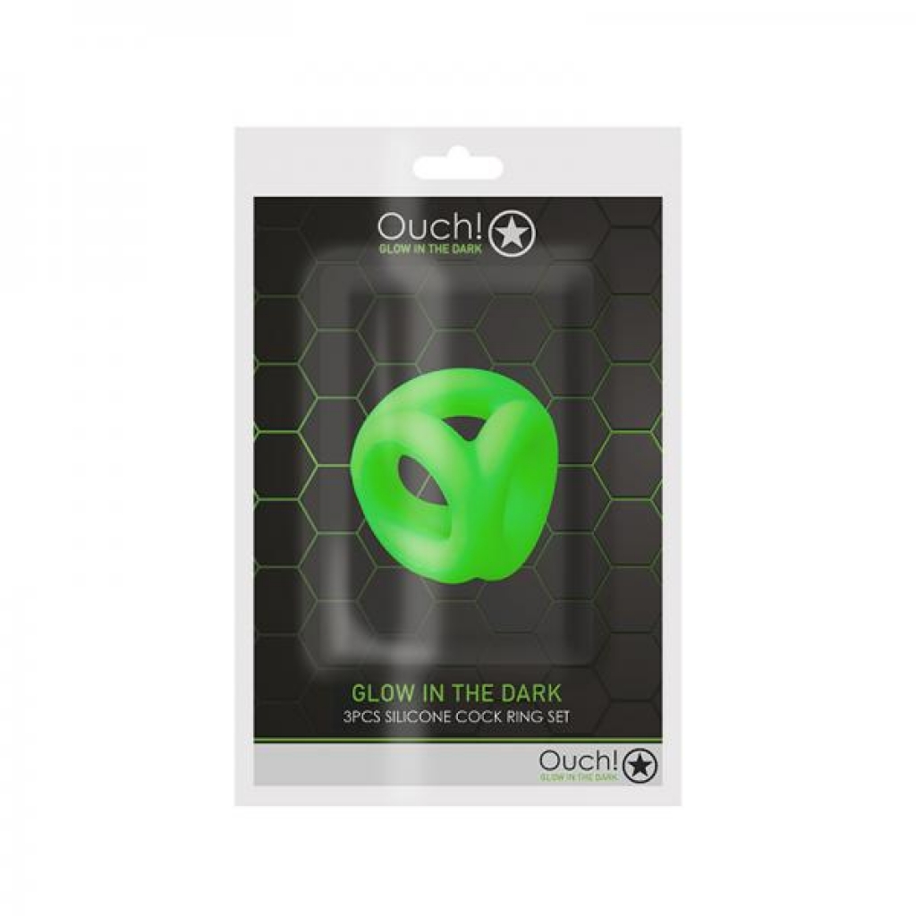 Ouch! Glow Cock Ring & Ball Strap - Glow In The Dark - Green - Mens Cock & Ball Gear
