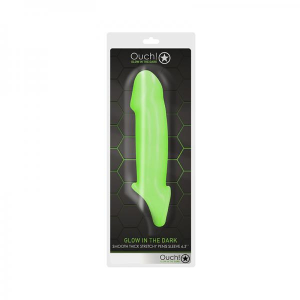 Ouch! Glow Smooth Thick Stretchy Penis Sleeve - Glow In The Dark - Green - Penis Sleeves & Enhancers