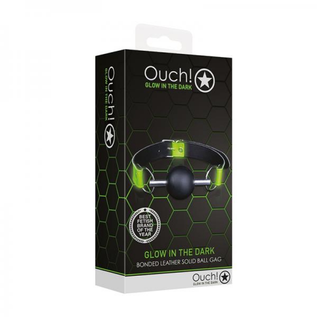 Ouch! Glow Solid Ball Gag - Glow In The Dark - Green - Ball Gags
