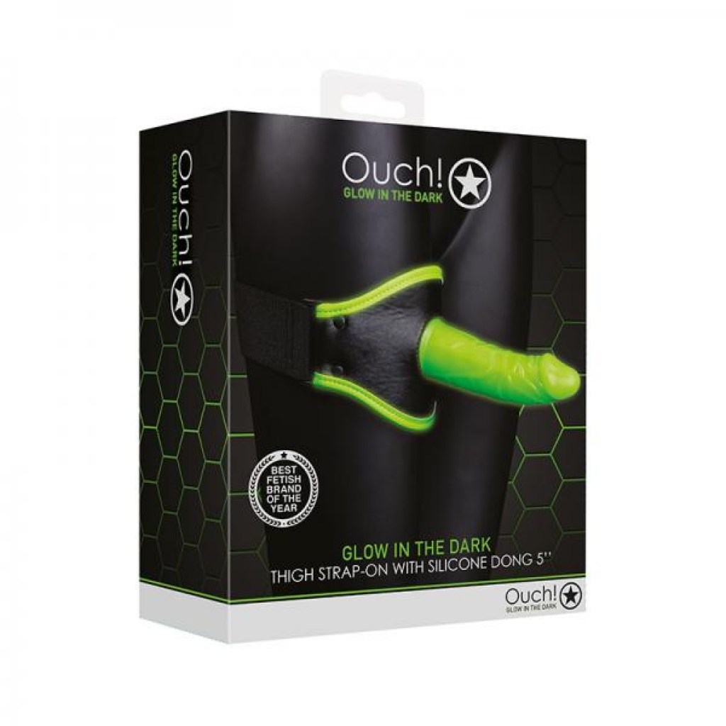 Ouch! Glow Thigh Strap-on - Glow In The Dark - Green - Harness & Dong Sets