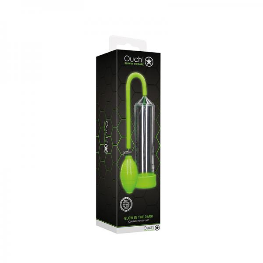 Ouch! Glow Classic Penis Pump - Glow In The Dark - Green - Penis Pumps