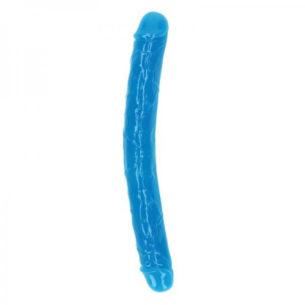 Realrock Glow In The Dark Double Dong 12 In. Dual-ended Dildo Neon Blue - Double Dildos