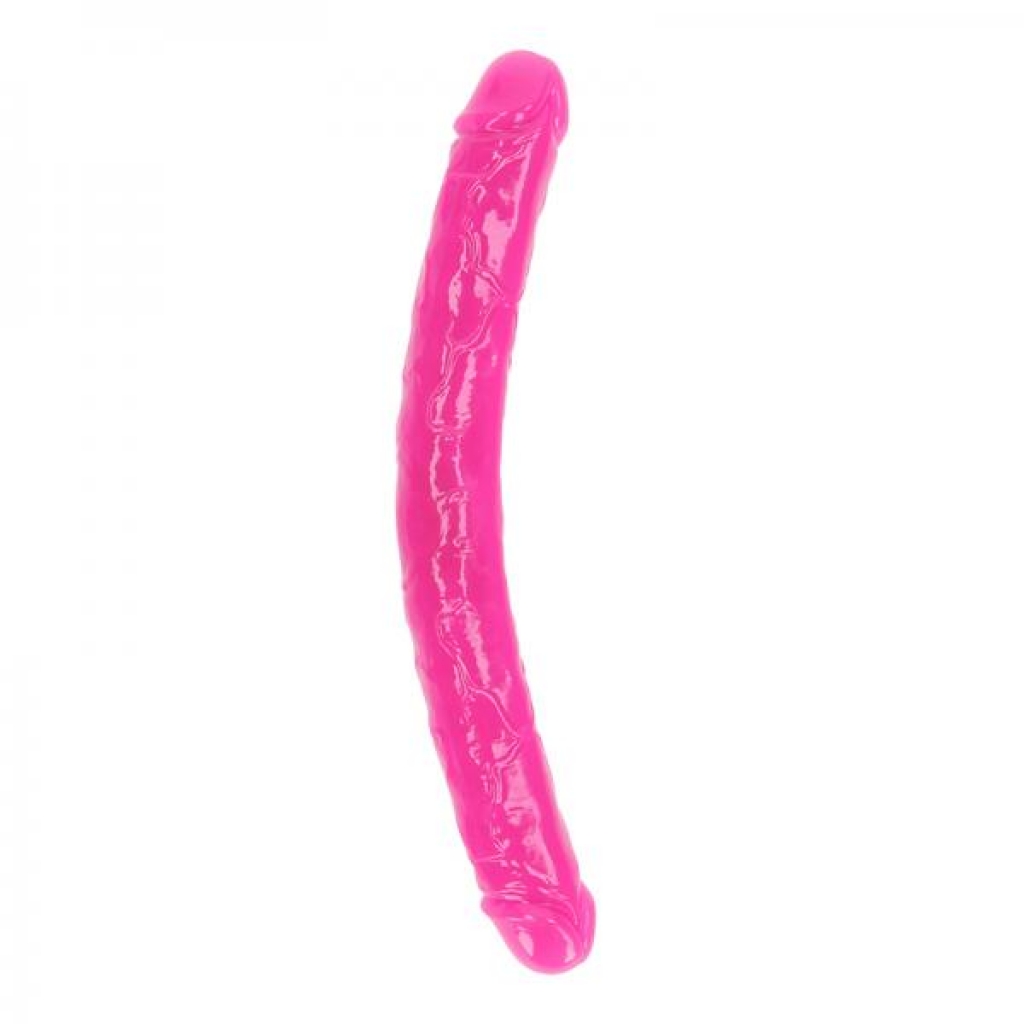 Realrock Glow In The Dark Double Dong 15 In. Dual-ended Dildo Neon Pink - Double Dildos