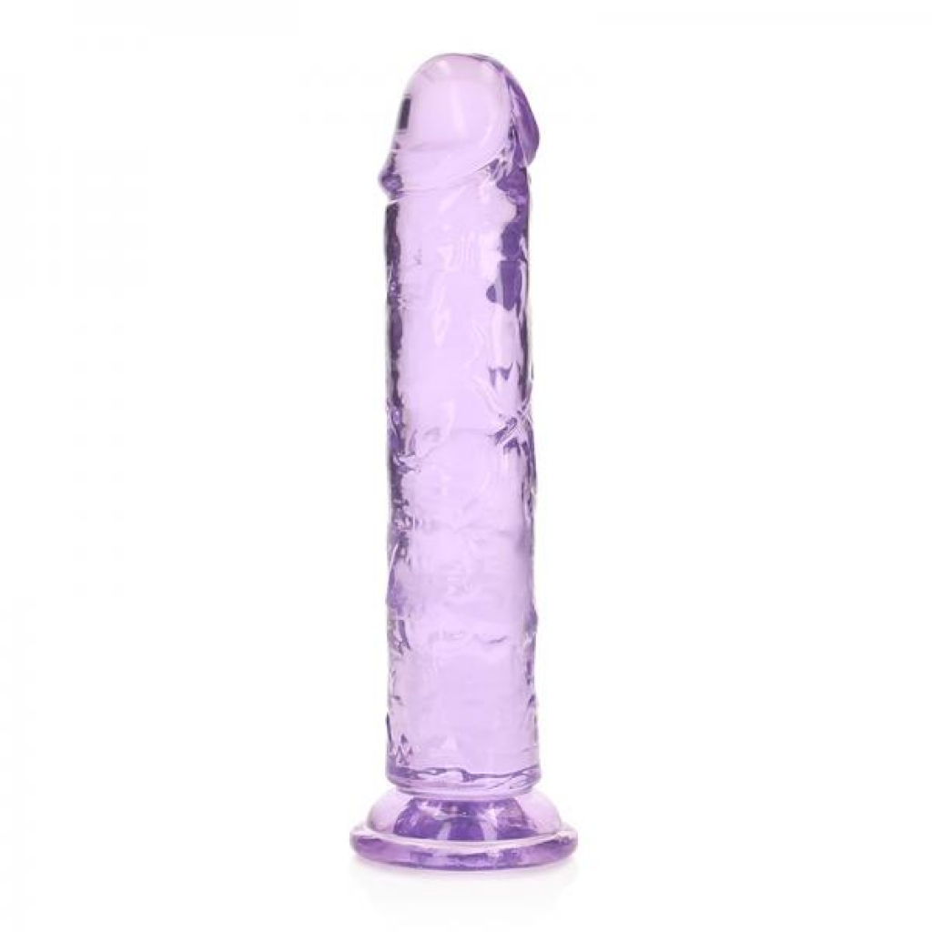 Realrock Crystal Clear Straight 7 In. Dildo Without Balls Purple - Realistic Dildos & Dongs