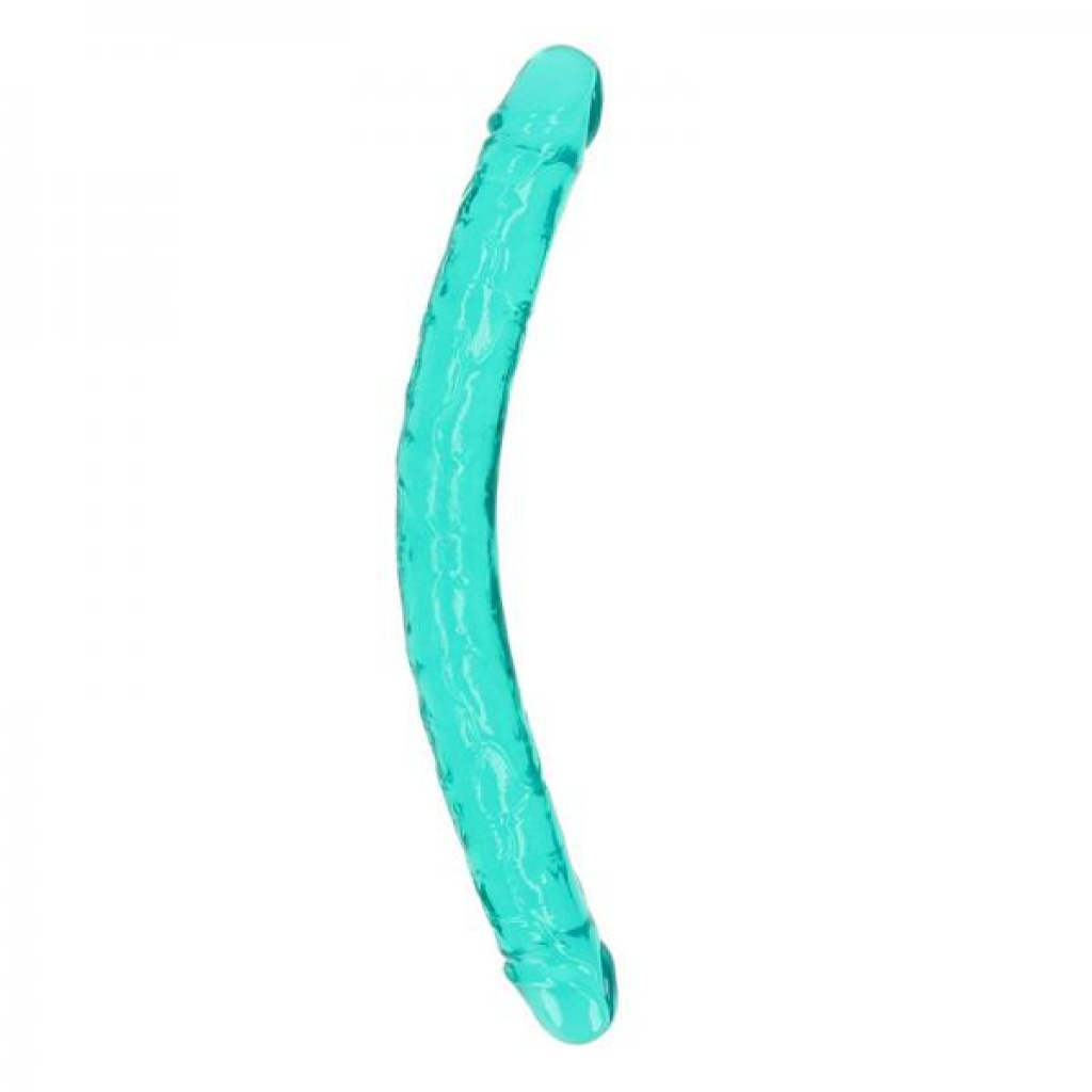 Realrock Crystal Clear Double Dong 18 In. Dual-ended Dildo Turquoise - Double Dildos