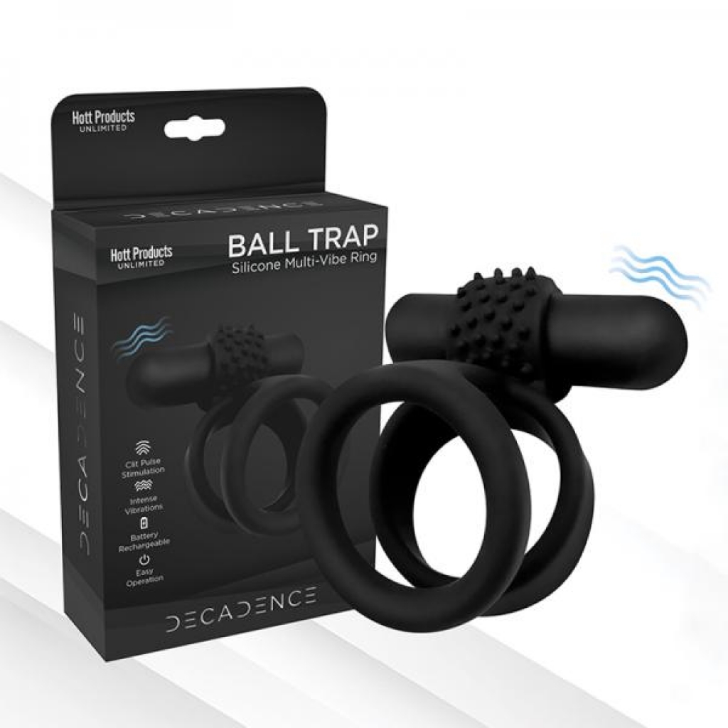 Decadence Ball Trap Dual Strap Cock&ball Ring With Power Bullet - Bullet Vibrators