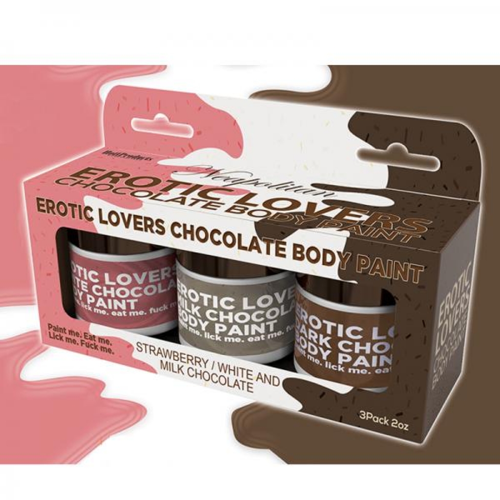 Erotic Chocolate Body Paints White/milk Chocolate&strawberry (3 Pack) - Lickable Body