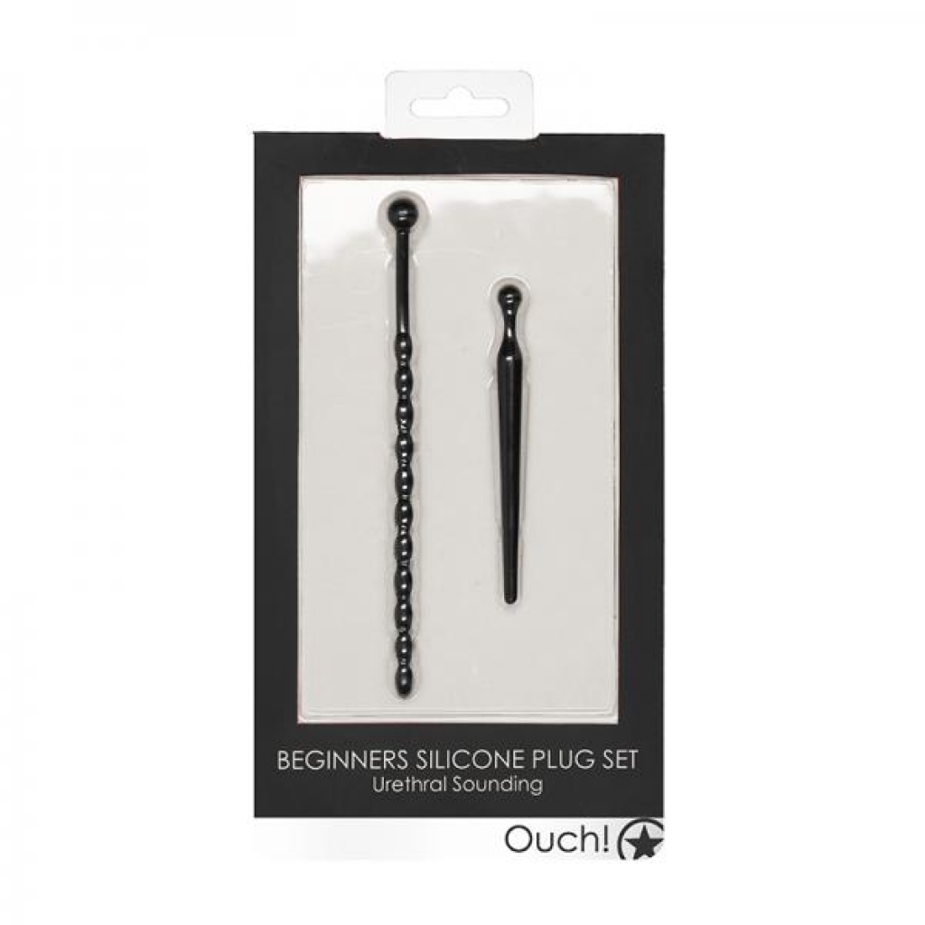 Ouch! Urethral Sounding - Silicone Beginners Plug Set - Black - Medical Play