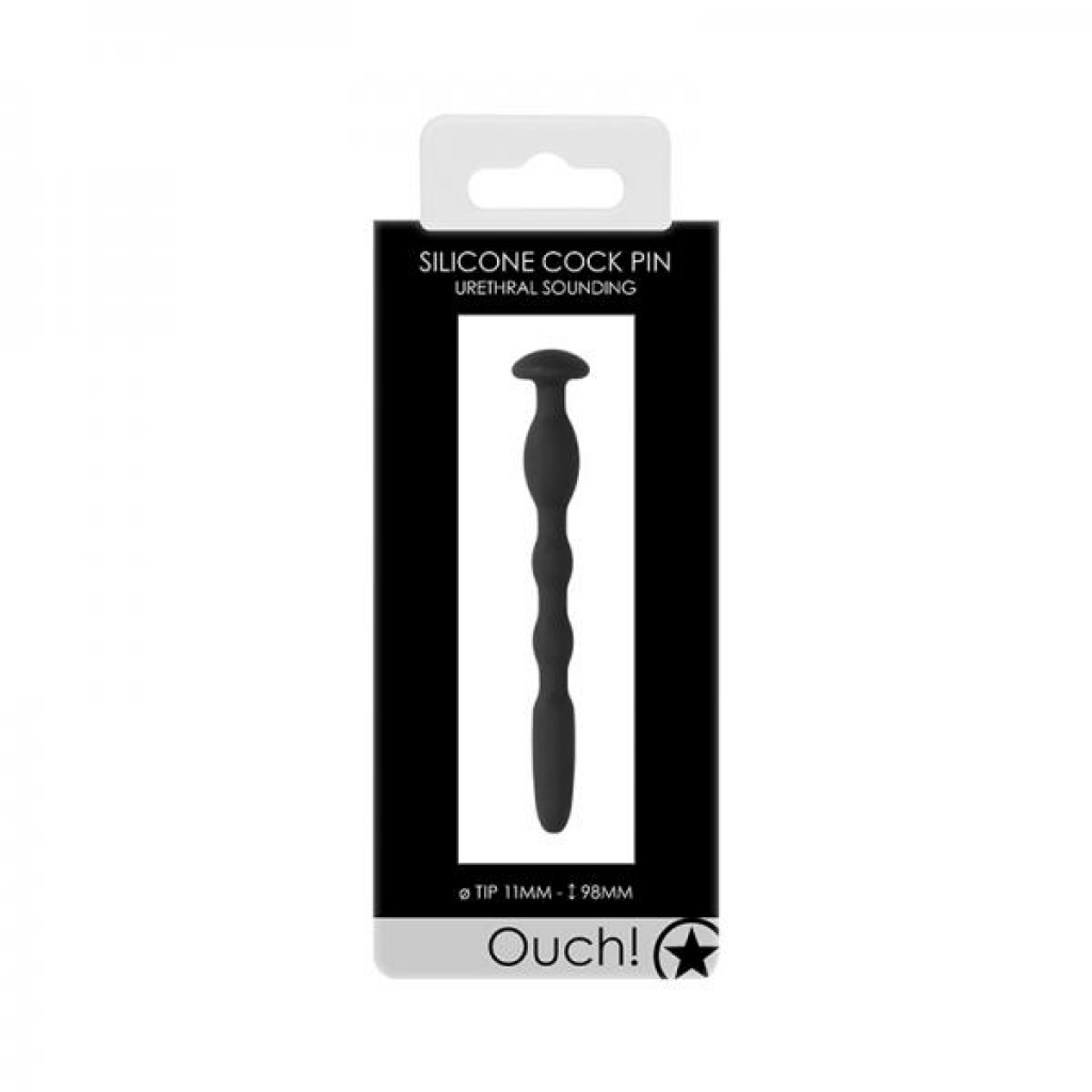 Ouch! Urethral Sounding - Silicone Cock Pin - Black - 11 Mm - Medical Play