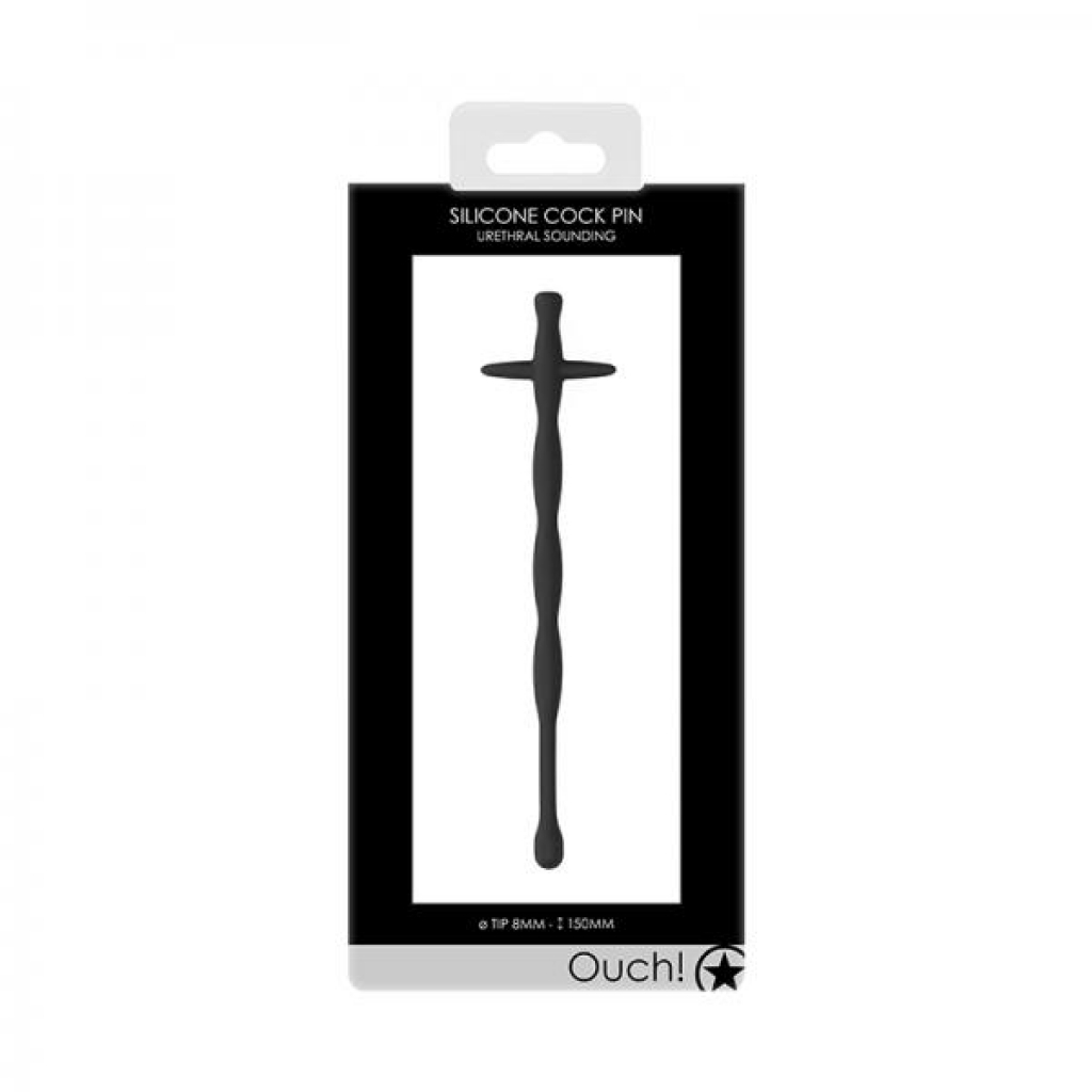 Ouch! Urethral Sounding - Silicone Cock Pin - Black - 8 Mm - Medical Play