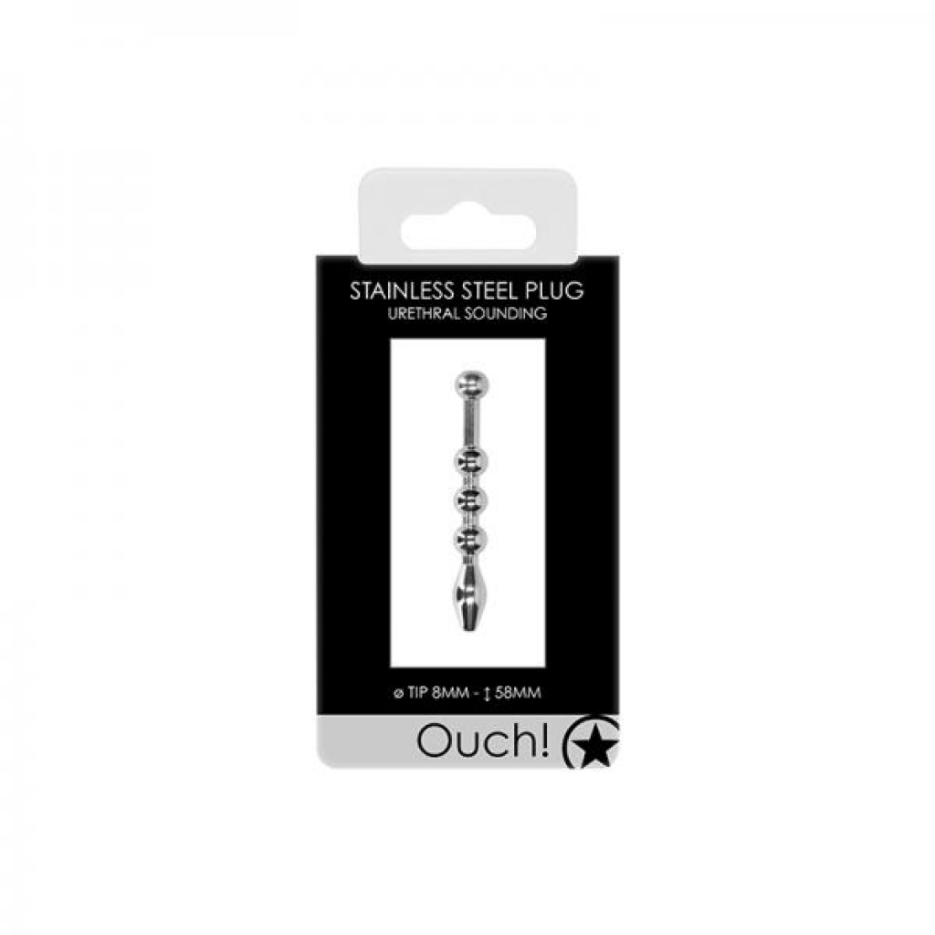 Ouch! Urethral Sounding - Metal Plug - 8 Mm - Medical Play