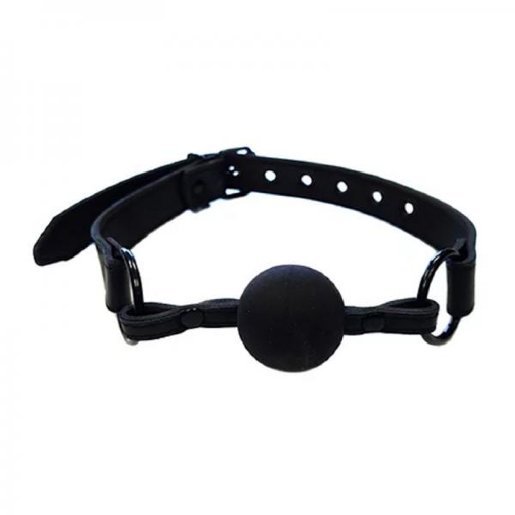 Rouge Leather Ball Gag Black With Black Accessories - Ball Gags