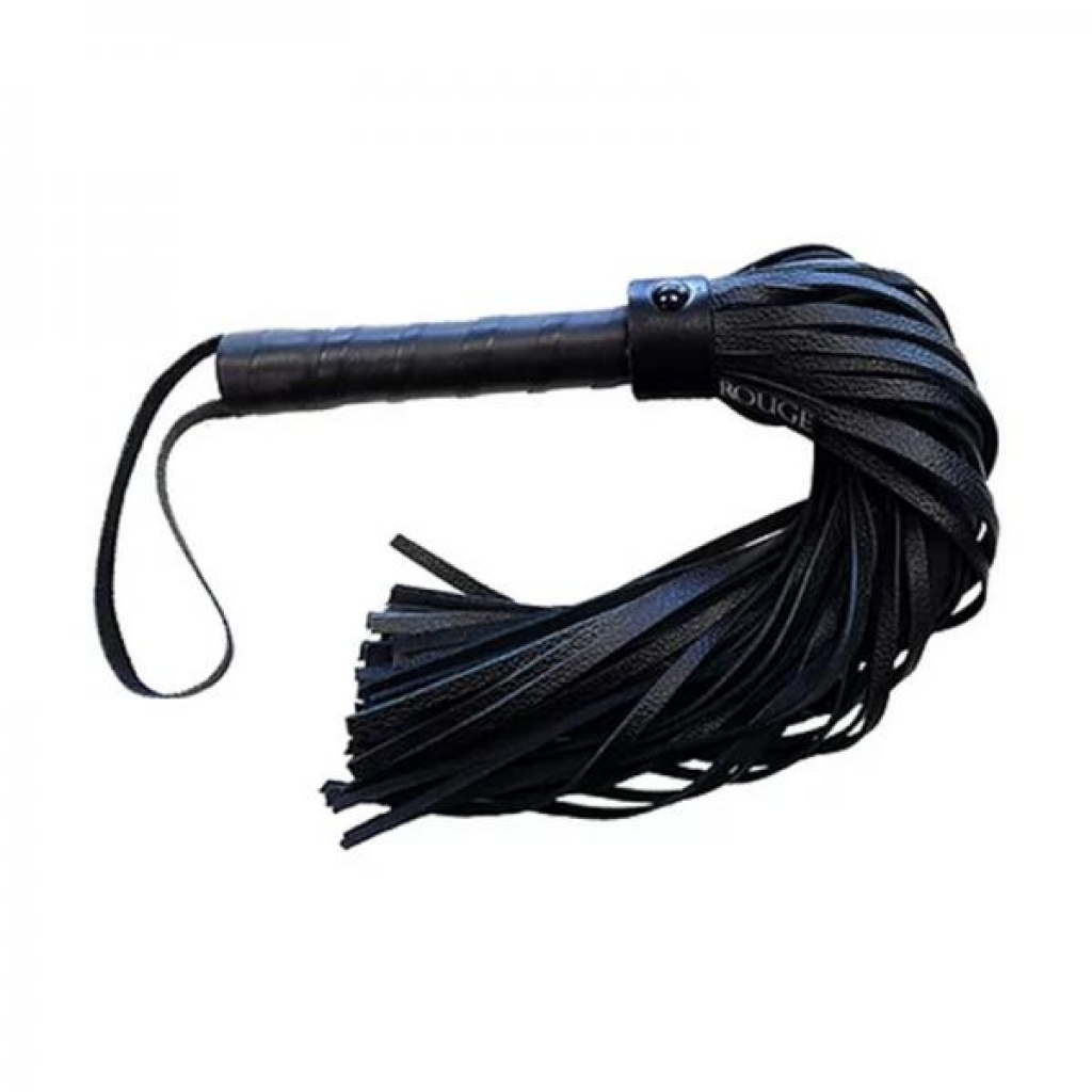 Rouge Long Leather Flogger Black With Black Accessories - Floggers