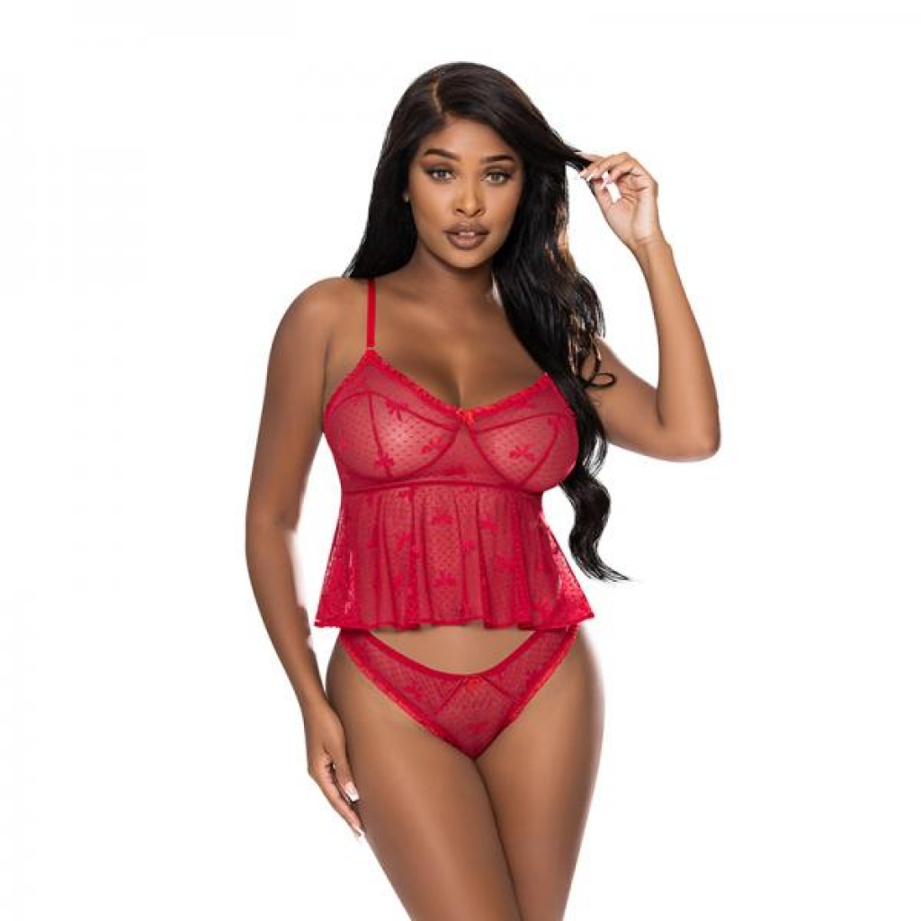 Magic Silk With Love Flutter Cami & Cheeky Panty Set Red S/m - Bra Sets