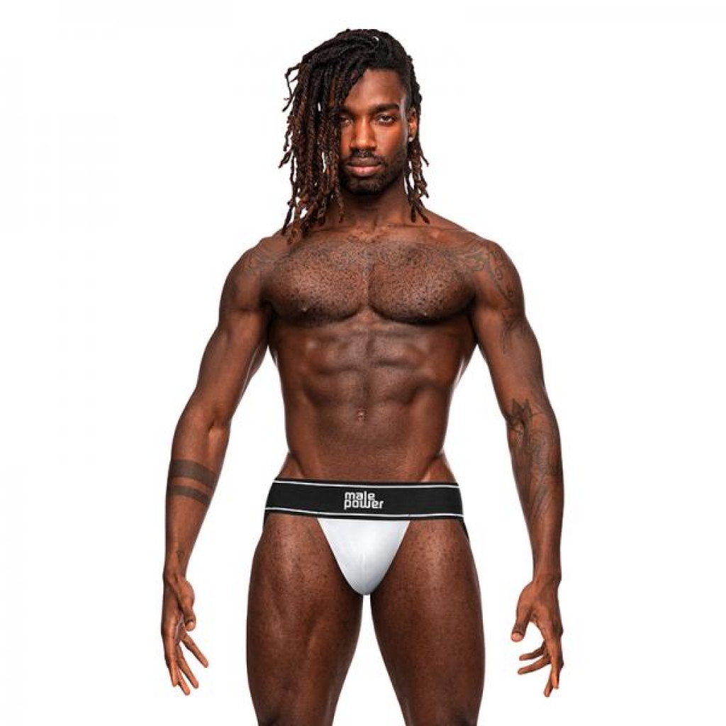 Male Power Modal Rib Jock White L/xl - Mens Underwear
