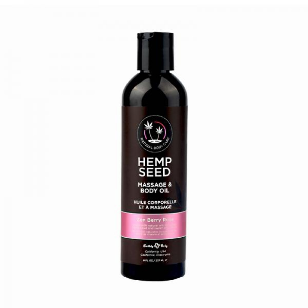 Earthly Body Hemp Seed Massage & Body Oil Zen Berry Rose 8 Oz. - Sensual Massage Oils & Lotions