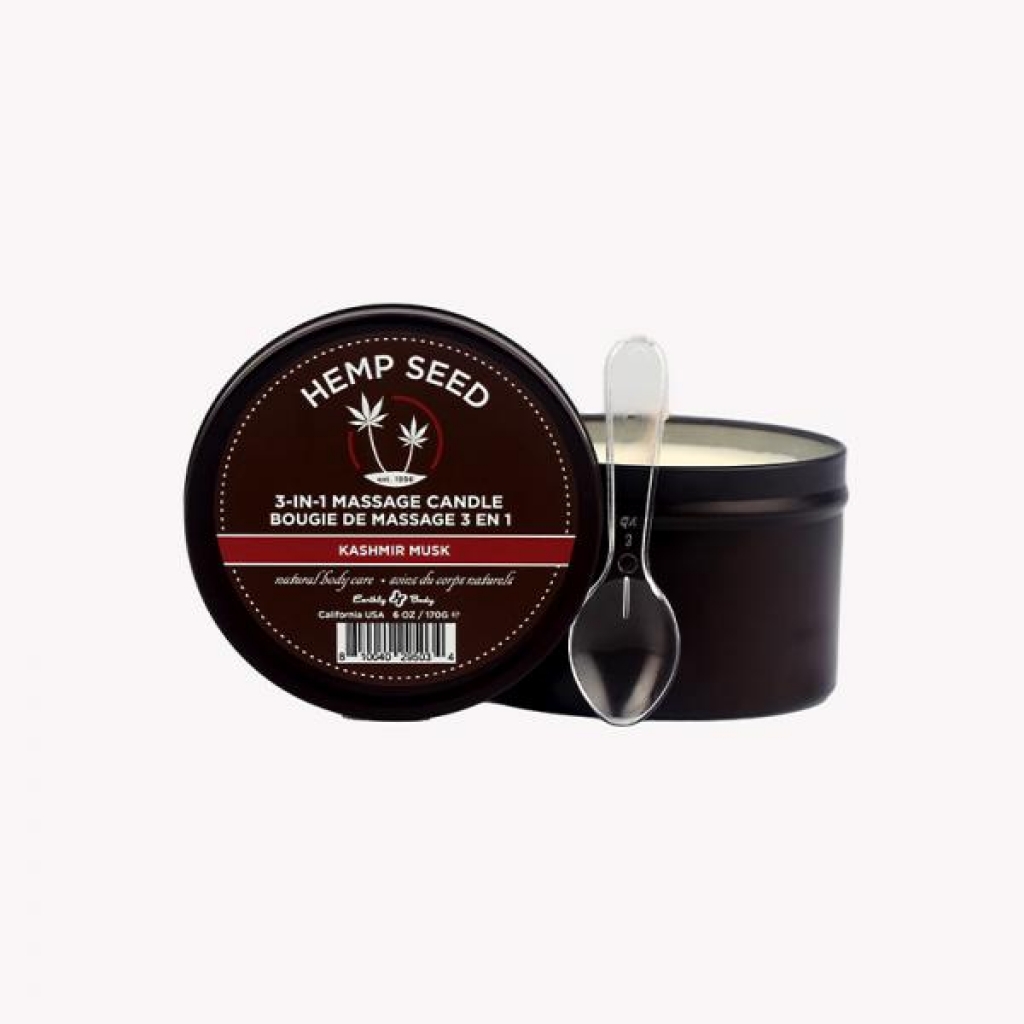 Earthly Body Hemp Seed 3-in-1 Massage Candle Kashmir Musk 6 Oz. - Massage Candles