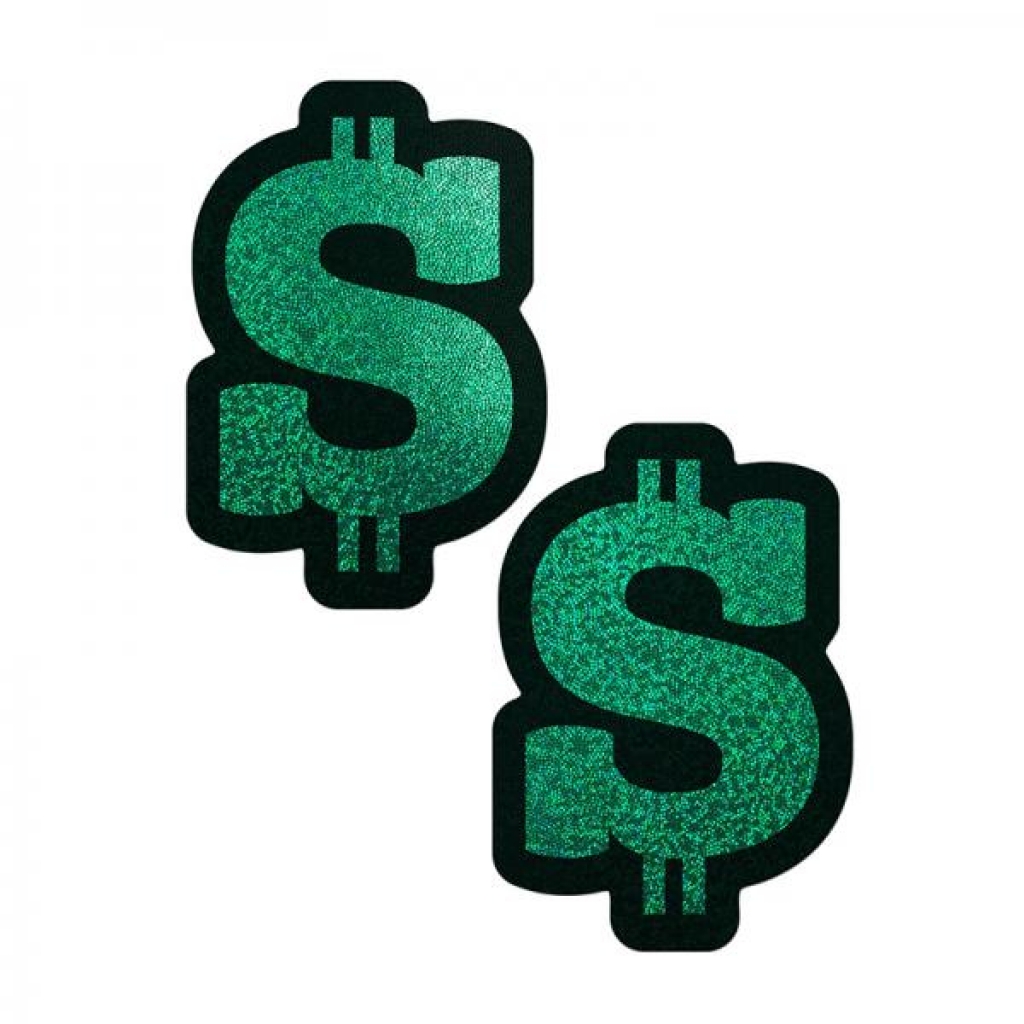 Pastease Money: Green Glitter Dollar Sign Nipple Pasties - Pasties, Tattoos & Accessories