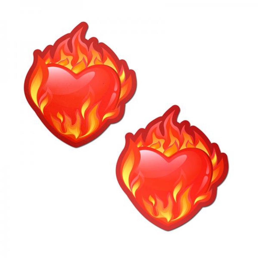 Pastease Flaming Heart Nipple Pasties - Pasties, Tattoos & Accessories