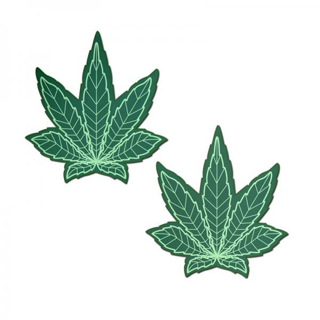 Pastease Indica Pot Leaf: Green Weed Nipple Pasties - Pasties, Tattoos & Accessories