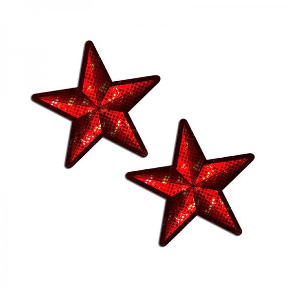 Pastease Nautical Star: Diamond Thom Red Disco Sailor Star Nipple Pasties - Pasties, Tattoos & Accessories
