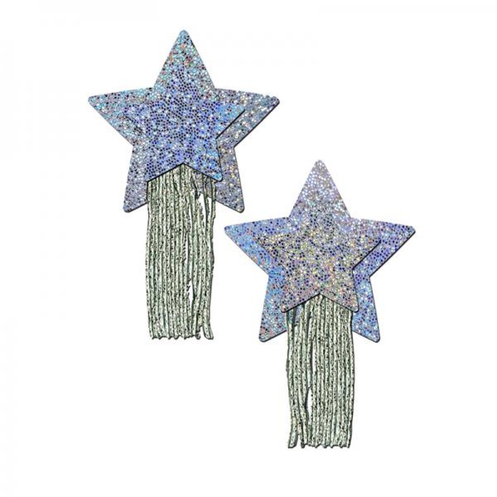 Pastease Tassel Pasties: Black Glitter Star Pastease With Long Fringe Nipple Pasties - Pasties, Tattoos & Accessories