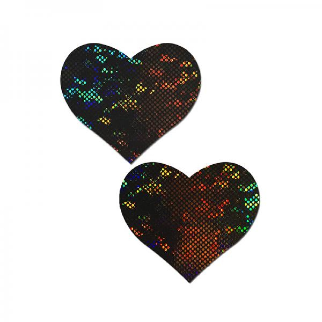 Pastease Shattered Glass Disco Ball Black Heart Nipple Pasties - Pasties, Tattoos & Accessories
