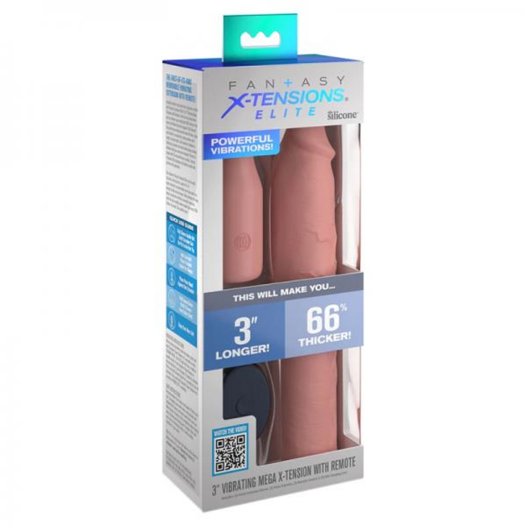 Fantasy X-tensions Elite Sleeve Vibrating 9in With 3in Plug W/remote Light - Penis Sleeves & Enhancers