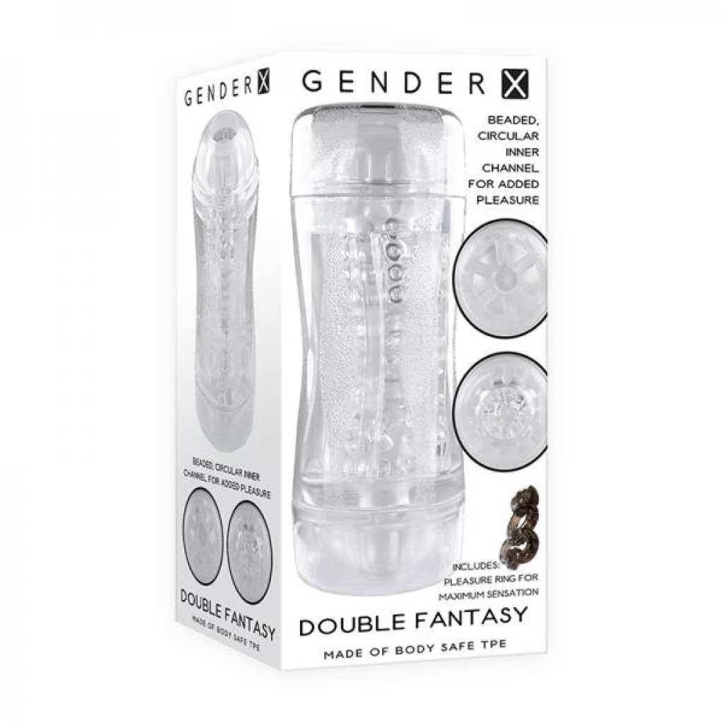 Gender X Double Fantasy Dual-entry Stroker Clear - Masturbation Sleeves