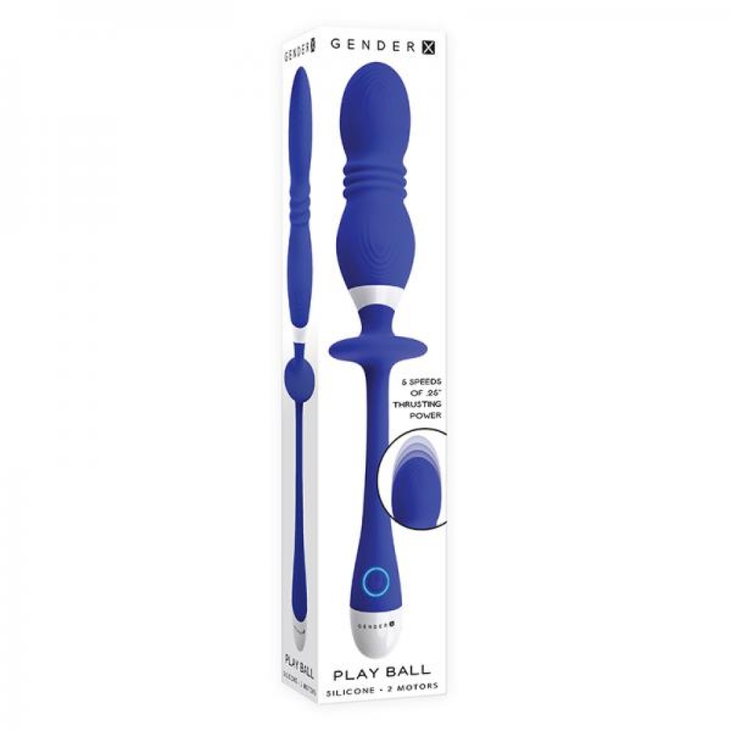 Gender X Play Ball Rechargeable Thrusting Silicone Dual Orb Vibrator Blue - Modern Vibrators