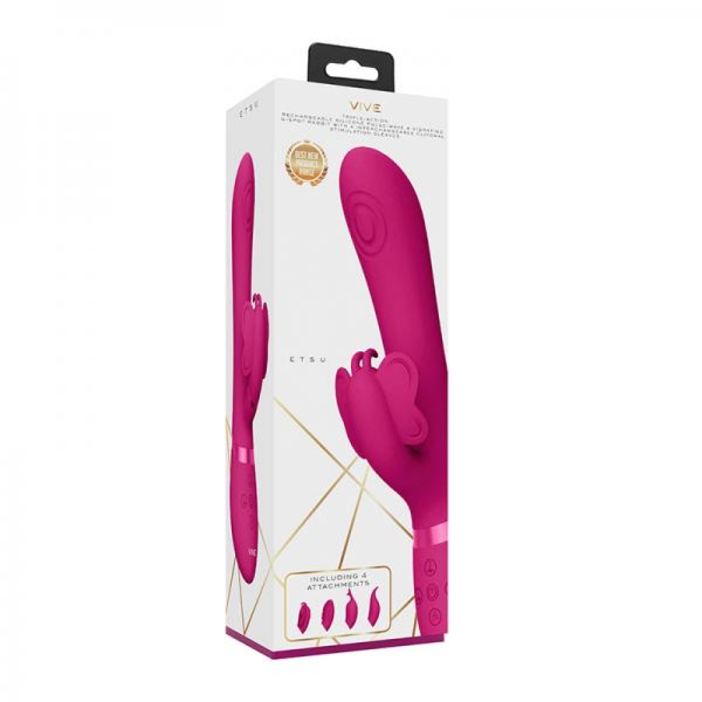 Vive Etsu Rechargeable Pulse-wave Silicone Rabbit Vibrator With Interchangeable Clitoral Sleeves Pin - Rabbit Vibrators