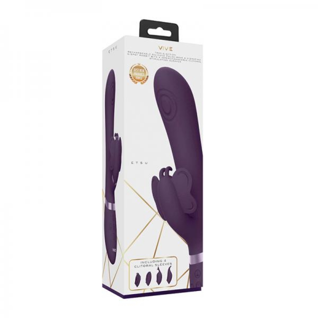 Vive Etsu Rechargeable Pulse-wave Silicone Rabbit Vibrator With Interchangeable Clitoral Sleeves Pur - Rabbit Vibrators