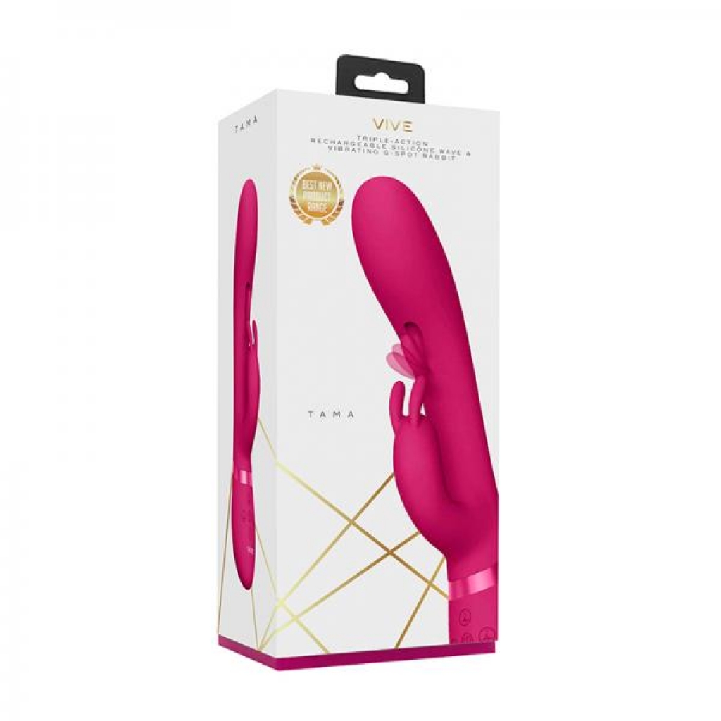 Vive Tama Rechargeable Wave Silicone Rabbit Vibrator Pink - Rabbit Vibrators