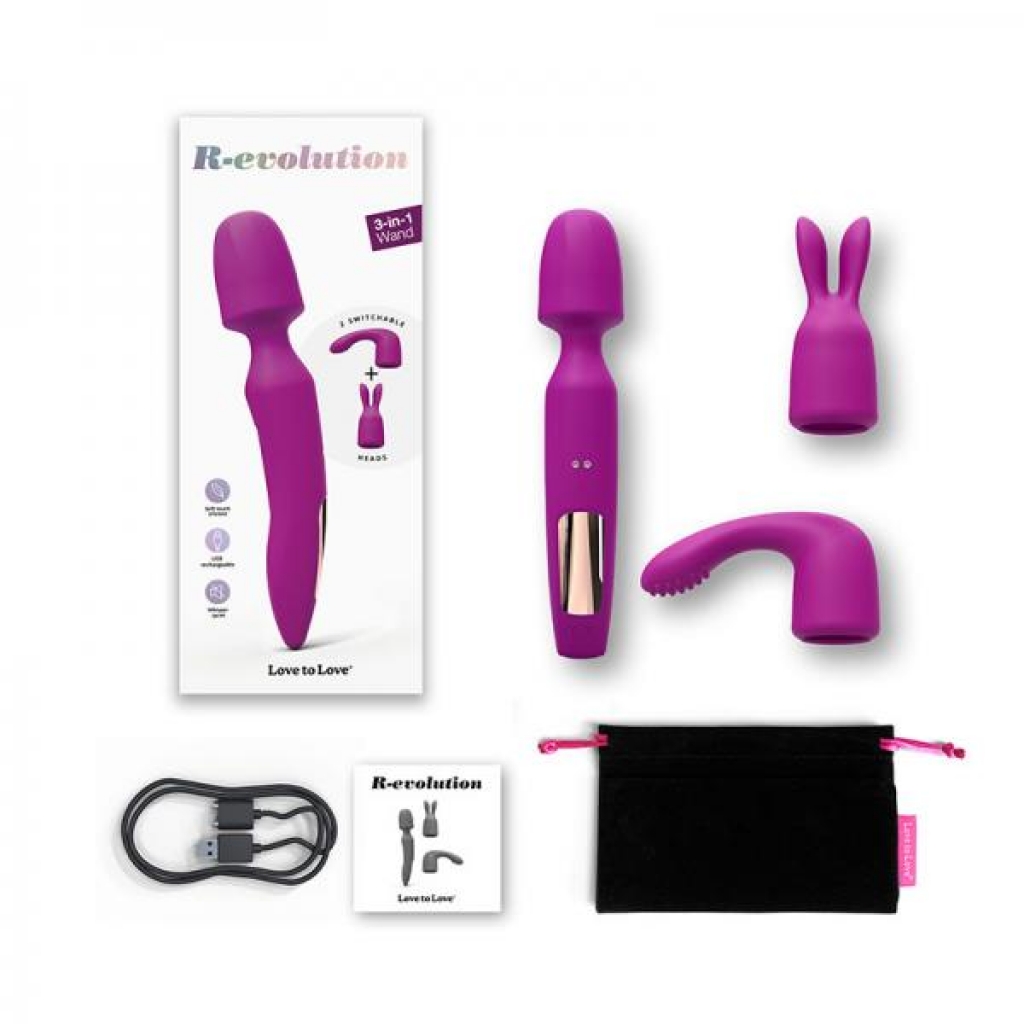 Love To Love R-evolution Rechargeable 3-in-1 Wand Vibrator Sweet Orchid - Body Massagers