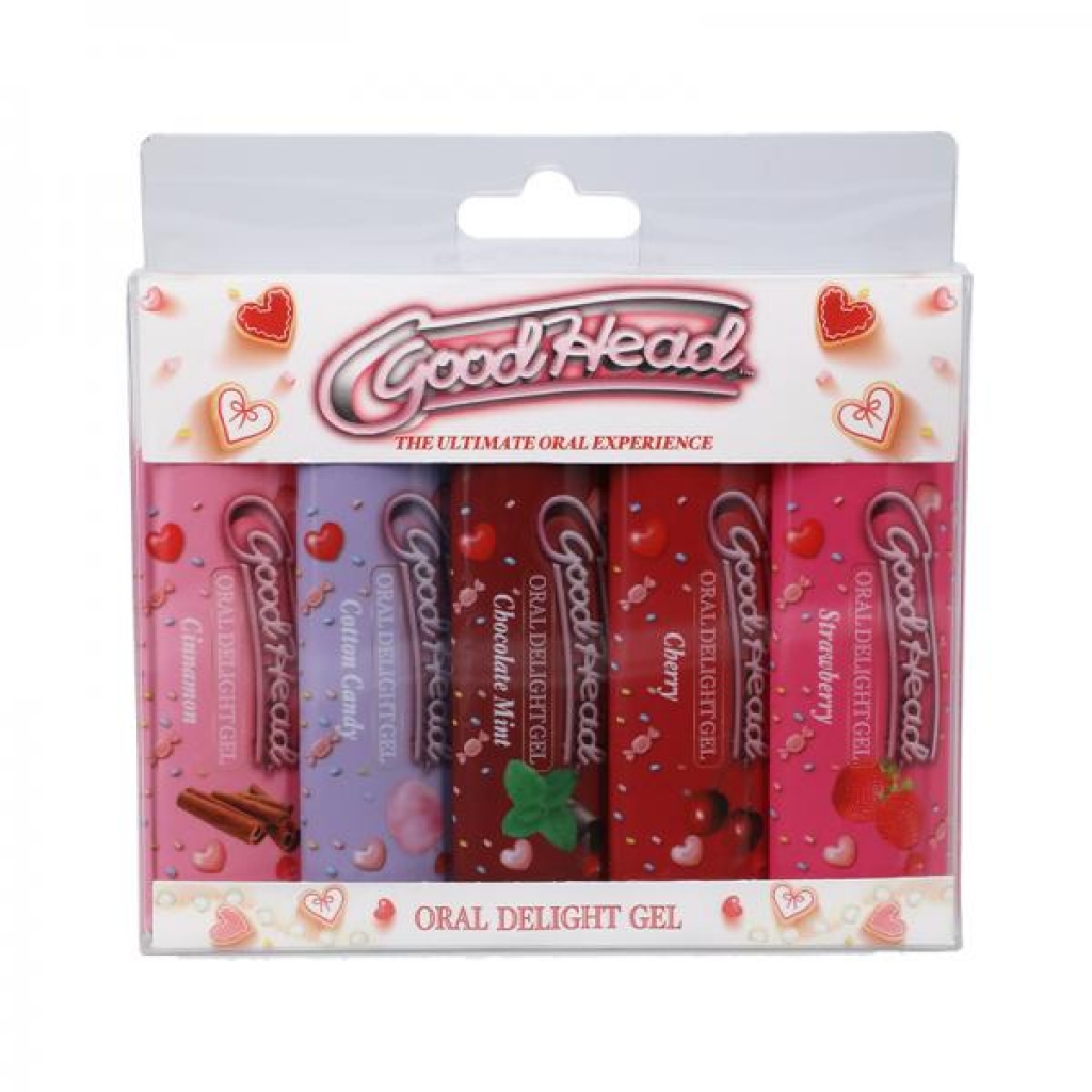 Goodhead Oral Delight Gel Strawberry,cherry,cotton Candy,chocolate Mint,cinnamon 5 Pack 1oz - Oral Sex