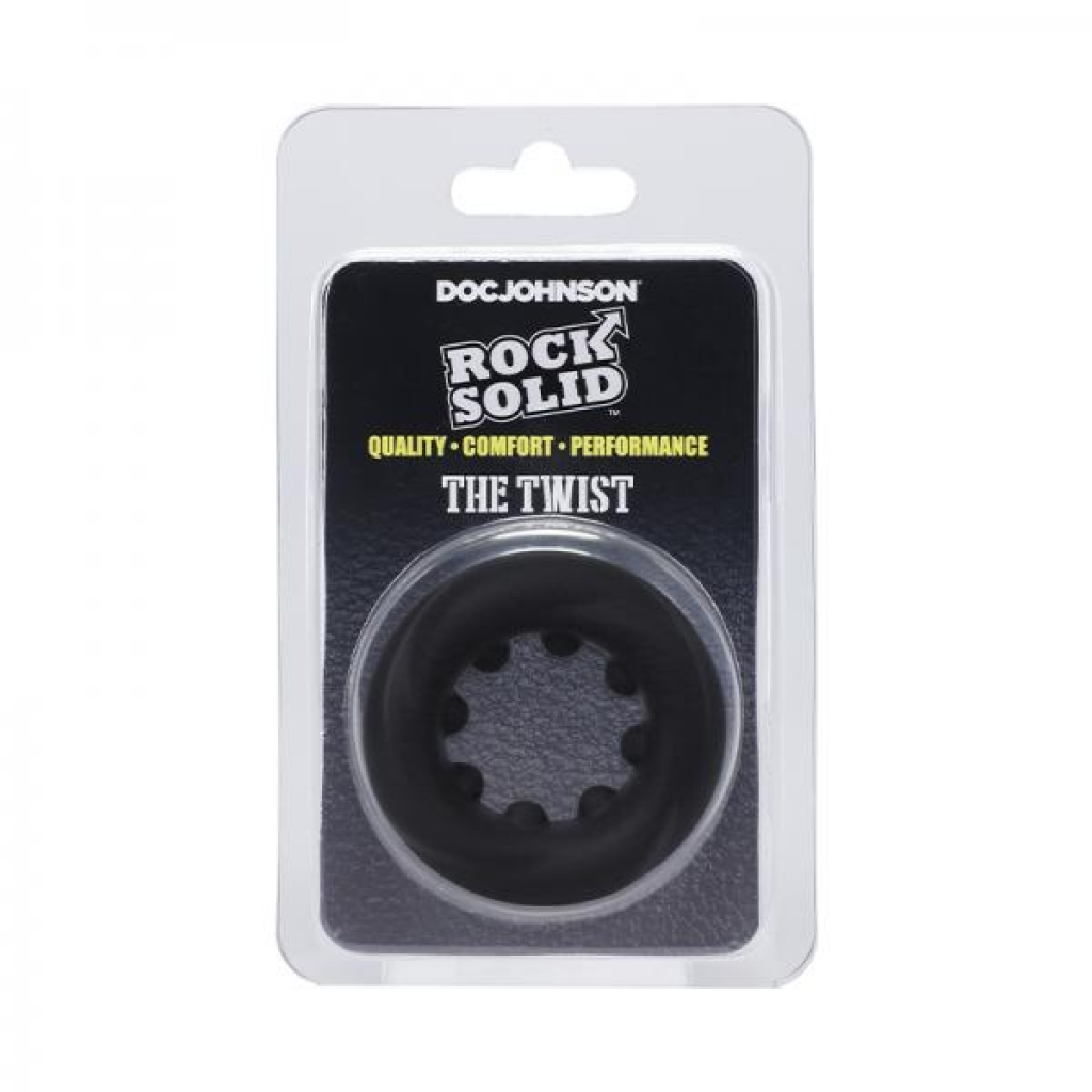 Rock Solid The Twist Silicone C-ring Black - Classic Penis Rings
