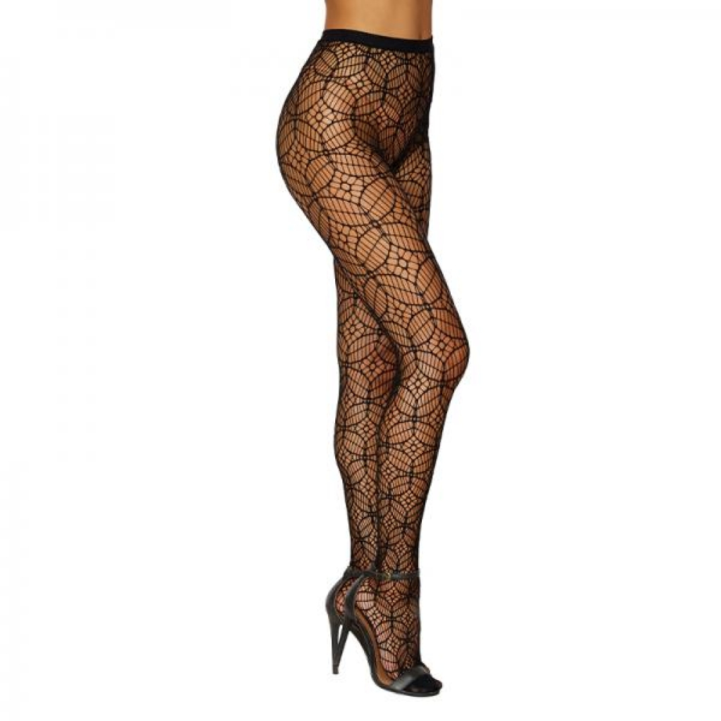 Dreamgirl Abstract Knitted Fishnet Pantyhose Black O/s - Bodystockings, Pantyhose & Garters