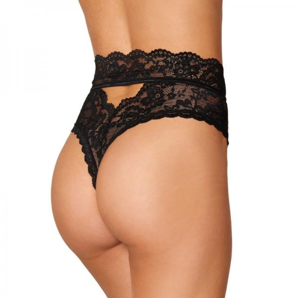 Dreamgirl High-waist Scallop Lace Panty With Keyhole Back Black S - Babydolls & Slips