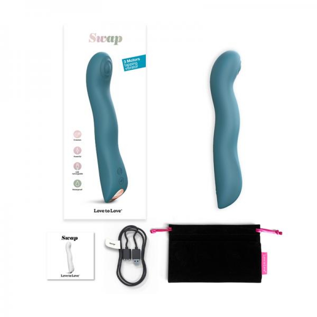 Love To Love Swap Rechargeable Triple Motor Tapping Silicone G-spot Vibrator Teal Me - Modern Vibrators