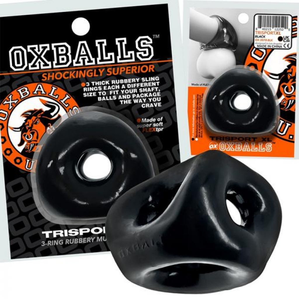 Oxballs Tri-sport Xl Thicker 3-ring Sling Black - Mens Cock & Ball Gear