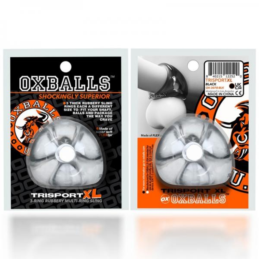 Oxballs Tri-sport Xl Thicker 3-ring Sling Clear - Luxury Penis Rings