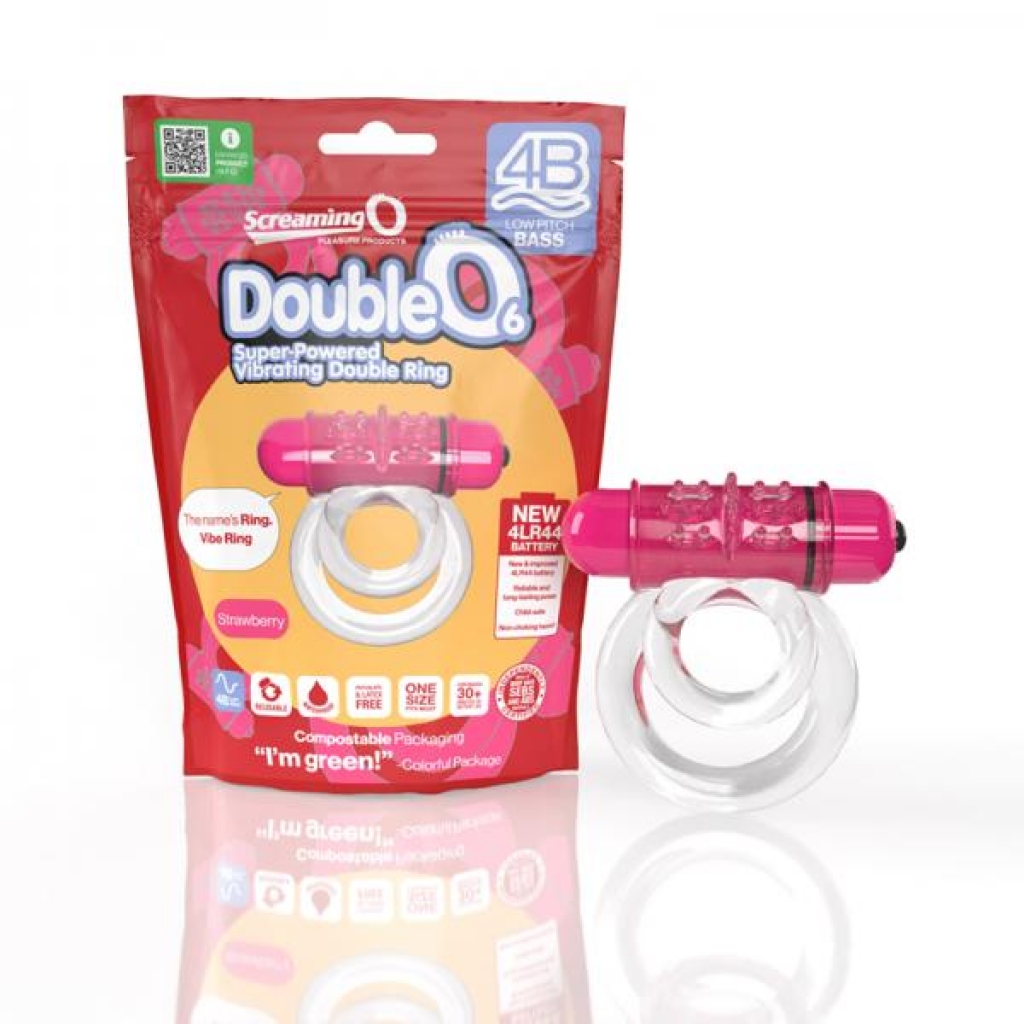 Screaming O 4b Doubleo 6 Vibrating Double Cockring Strawberry - Couples Vibrating Penis Rings
